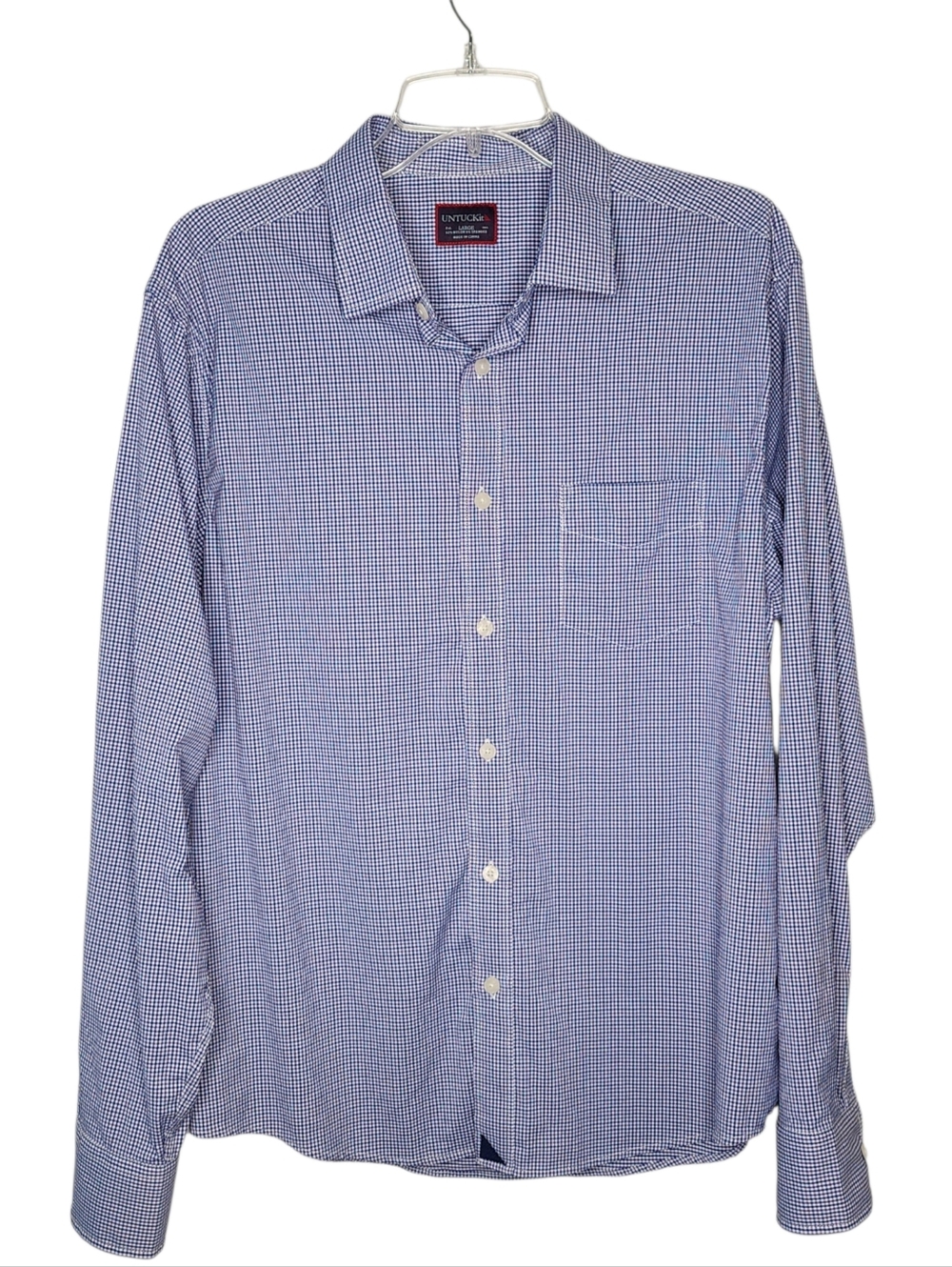 UNTUCKit Shirt Mens L Blue Purple Check Long Sleeve Button Down